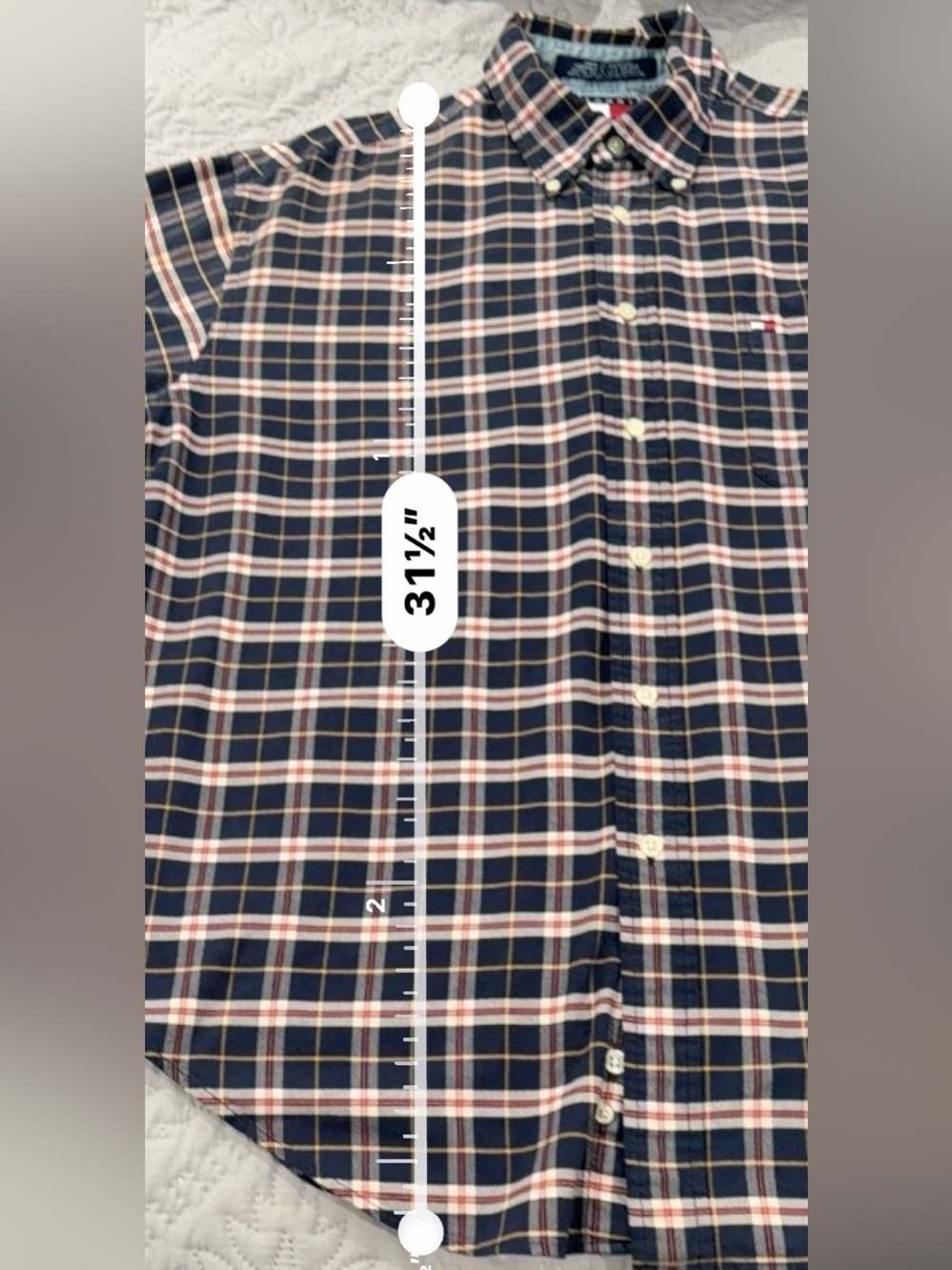Vintage 1999 Tommy Hilfiger Men's L Plaid Button Down Shirt Flag Logo - Picture 7 of 14